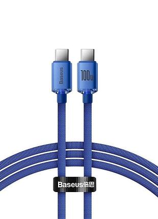 Кабель baseus crystal shine series fast charging data cable type-c to type-c 100w 1.2m blue (cajy000603)