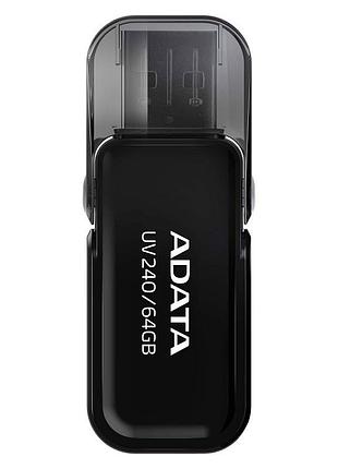 Флеш-накопичувач adata usb 2.0 auv 240 64gb black (auv240-64g-rbk)