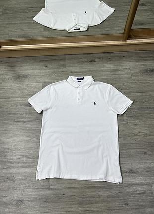 Белая футболка поло polo ralph lauren оригинал мужская