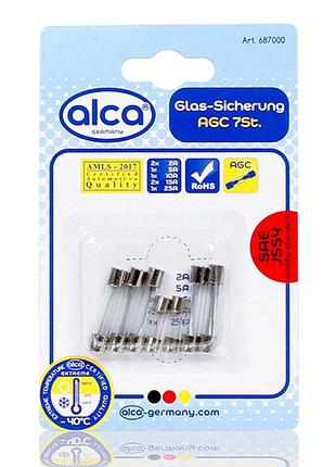 Набір запобіжників 7шт круглі (2-25а) "fuse agc set m" alca, 687000