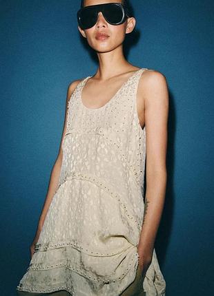 Сукня жіноча бежева жакардова zara new