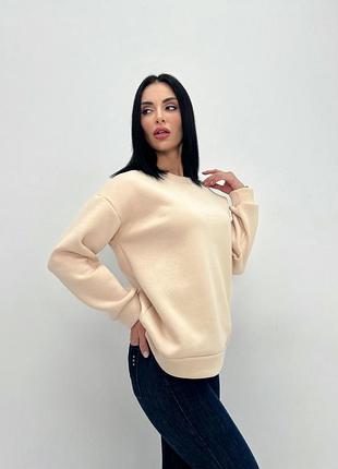 Женский теплый батник "wear" турция | норма и батал бежевый, 50-52