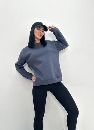 Женский теплый батник "wear" турция | норма и батал графит, 46-48