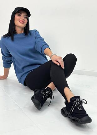 Женский теплый батник "wear" турция | норма и батал джинс, 46-48