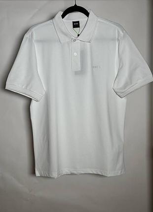 Мужская футболка поло boss logo-embroidered cotton polo shirt белая (hb13001.4m)