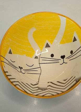 Миска с котиками пиала салатник. салатник пиала мыска с котиками