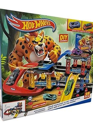 Траса з гірками та паркінгом hot wheels 39 деталей t876-12 (36 шт)
