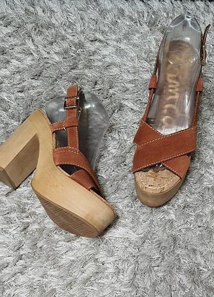 🤎 босоножки-сабо sam edelman - эффектная модель на высокой платформе