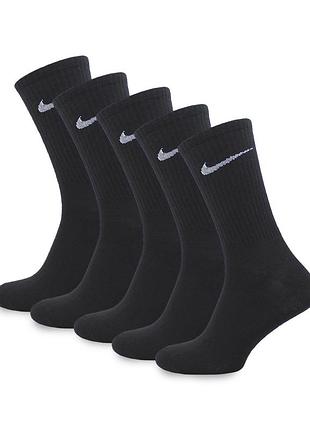Шкарпетки жіночі високі спортивні nike sport бавовна чорний 36-41, набір 5 пар