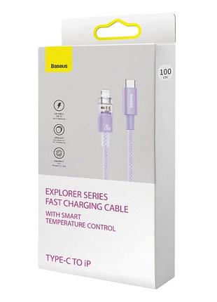 Кабель baseus explorer series fast charging cable with smart temperature control type-c to ip 20w 1m purple (cats010205) 2