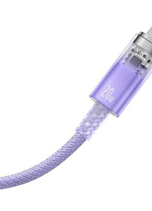 Кабель baseus explorer series fast charging cable with smart temperature control type-c to ip 20w 1m purple (cats010205) 3