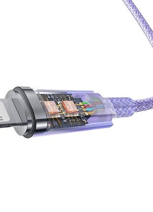 Кабель baseus explorer series fast charging cable with smart temperature control type-c to ip 20w 1m purple (cats010205) 5