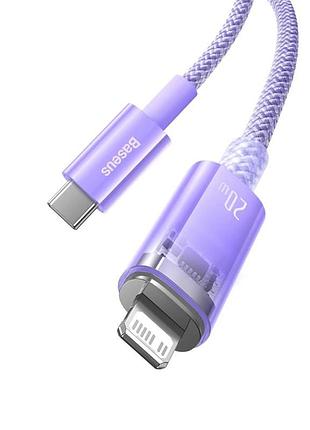 Кабель baseus explorer series fast charging cable with smart temperature control type-c to ip 20w 1m purple (cats010205) 6
