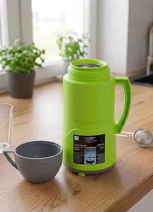 Термос stenson 1,8 л зі скляною колбою, кришка-чашка green