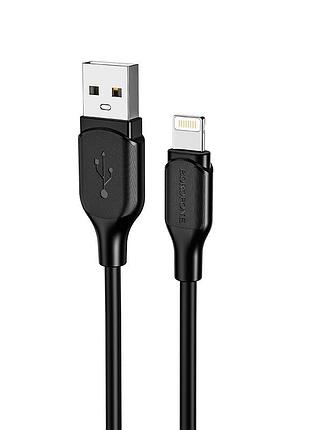 Кабель borofone bx42 usb to ip 2.4a, 1m, silicone, tpe connectors, black (6931474736727)