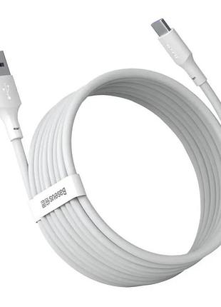 Кабель baseus simple wisdom data cable kit usb to type-c 5a (2pcs/set）1.5m white (tzcatzj-02) 4
