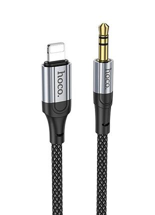 Аудiокабель hoco upa26 ip to 3.5mm male, nylon braid, 1m, black (6942007608817)