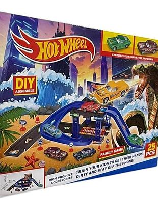 Траса з гірками та паркінгом hot wheels 25 деталей t876-1 (60 шт)