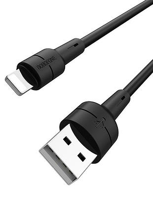 Кабель borofone bx30 usb to ip 2.4a, 1m, silicone, tpe connectors, black (6931474706867)