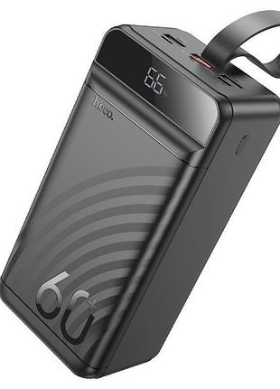 Зовнішній акумулятор hoco j123c element 22.5w+pd20w fully compatible power bank with digital display(60000mah) black