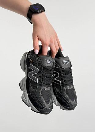 Женские кроссовки new balance 9060 black light grey