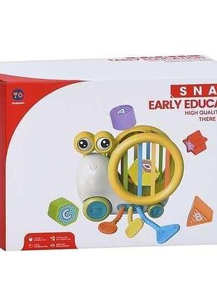 Дитяча розвиваюча іграшка-сортер «равлик» snail early education, сенсорний лабіринт з фігурками, від 18 місяців
