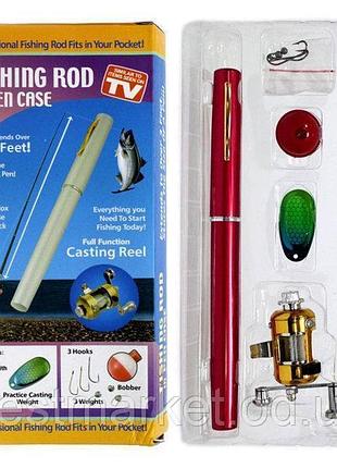Удочка кишенькова міні вудка у типі ручки fish rod in pen case чорний золотий фіолетовий (100)