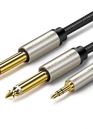 Аудиокабель ugreen av126 3.5mm trs to dual 6.35mm ts audio cable 2m (gray)(ugr-10615) (ugr-10615)