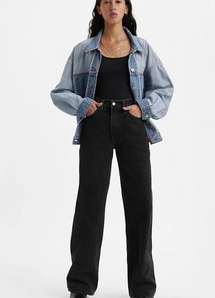 Чорні джинси levi’s ribcage wide leg