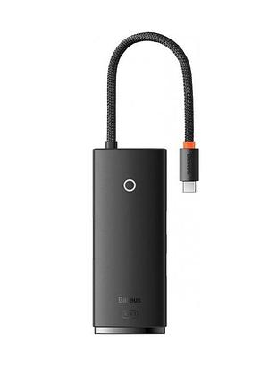Usb-хаб baseus lite series 6-port type-c hub docking station (type-c to hdmi+usb3.0*2+type-c data+sd/tf) black (wkqx050001)