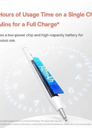 Стилус baseus wise writing hn1 universal version wired charging 2-in-1 stylus for huawei/xiaomi moon white (with type-c cable*1 7