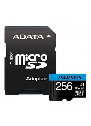 Карта памяти microsdxc (uhs-1) a-data premier 256gb class 10 а1 (r-100mb/s) (adapter sd)