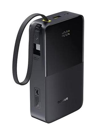 Зовнішній акумулятор baseus enerfill fc51 bipow 2 pro digital display power bank with built-in cable 20000mah 22.5w cosmic black