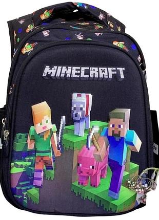 Шкільний рюкзак з ортопедичною  спинкою 3d- малюнком minecraft для 1-4 класу формату а-4.
