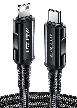 Кабель acefast c4-01 type-c to ip 3a, 30w, 1.8m, nylon, zinc connectors, black (6974316281306)