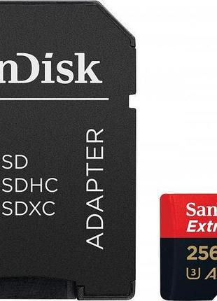 Карта памяти microsdxc (uhs-1 u3) sandisk extreme pro a2 256gb class 10 v30 (r200mb/s,w140mb/s) (adapter) (sdsqxcd-256g-gn6ma)