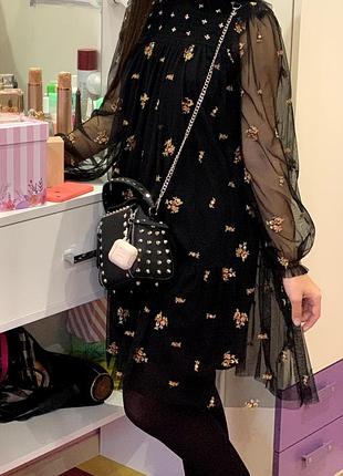 Плаття zara kids з квітковою вишивкою, 13–14 років (164 см)