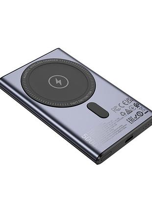 Зовнішній акумулятор hoco q32 bird pd20w wireless magnetic power bank(5000mah) metal gray (6942007634076)