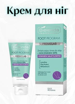 Bielenda professional supremelab foot program — пом’якшувальний крем для стоп з 20% сечовини та саліциловою кислотою