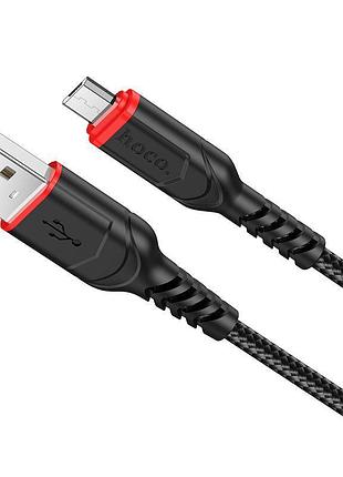 Кабель hoco x59 usb to micro 2.4a, 1m, nylon, tpe connectors, black (6931474744890)