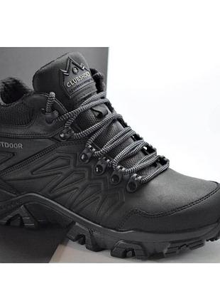 Ботинки мужские clubshoes спортивные кожаные на шнурке черные 44