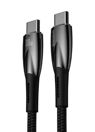 Кабель baseus glimmer series fast charging data cable type-c to type-c 100w 1m black (cadh000701) 4