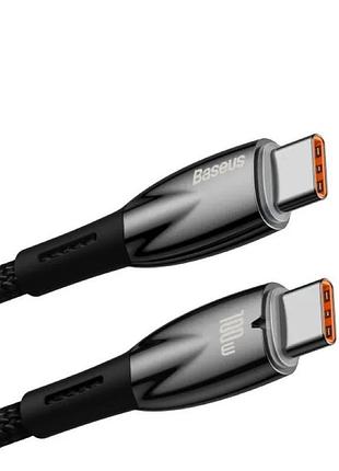 Кабель baseus glimmer series fast charging data cable type-c to type-c 100w 1m black (cadh000701) 5
