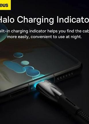 Кабель baseus glimmer series fast charging data cable type-c to type-c 100w 1m black (cadh000701) 7