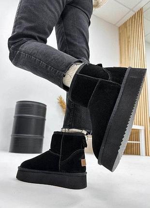 Угги itts женские зимние замшевые черные 40
