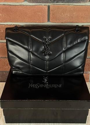 Сумка yves saint laurent loulou puffer medium чорний лого є