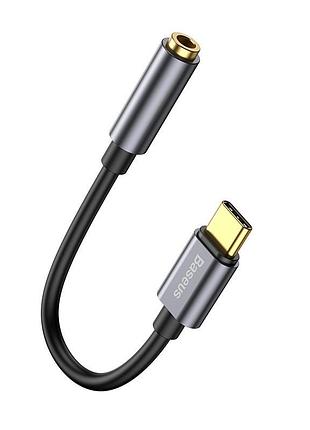 Кабель-перехiдник baseus type-c male to 3.5mm female adapter l54 deep grey (catl54-0g)