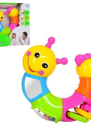 Розвиваюча іграшка-брязкальце hola toys весела гусениця, різнокольорова