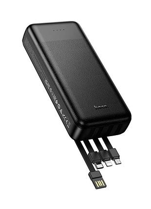 Зовнішній акумулятор hoco j163a wonderful power bank with 4 cables(20000mah) black (6942007664592)