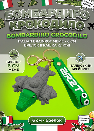 Брелок бомбардиро крокодило італійські брейнрот меми bombardiro crocodilo фігурка іграшка для ключів, рюкзака, сумки 6 см